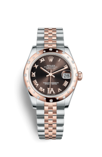 [178341-0009] Datejust 31 Rolesor Everose Domed Diamond / Jubilee / Chocolate Roman
