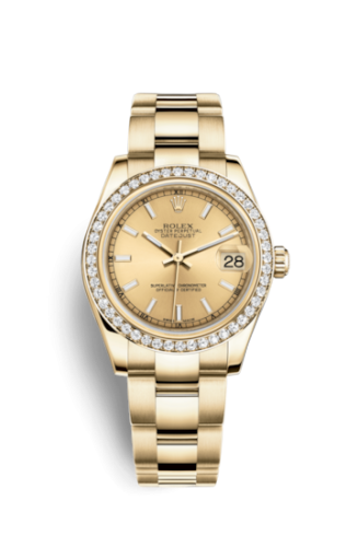 [178288-0059] Datejust 31 Yellow Gold Diamond / Oyster / Champagne