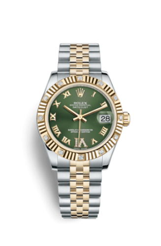 [178313-0075] Datejust 31 Rolesor Fluted Diamond / Jubilee / Olive Roman