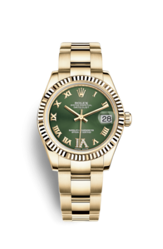 [178278-0131] Datejust 31 Yellow Gold Fluted / Oyster / Olive Roman