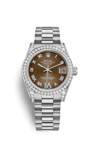 [178159-0050] Datejust 31 White Gold Diamond / President / Bronze Roman