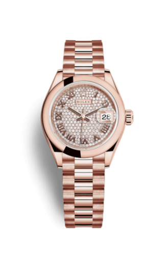 [279165-0023] Lady-Datejust 28 Everose Domed / President / Paved Roman