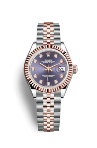 [279171-0015] Lady-Datejust 28 Rolesor Rose Fluted / Jubilee / Aubergine Diamonds