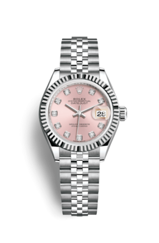 [279174-0003] Lady-Datejust 28 Stainless Steel Fluted / Pink - Diamond / Jubilee