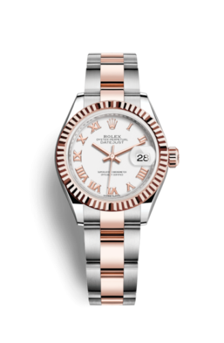 [279171-0022] Lady-Datejust 28 Rolesor Rose Fluted / Oyster / White Roman