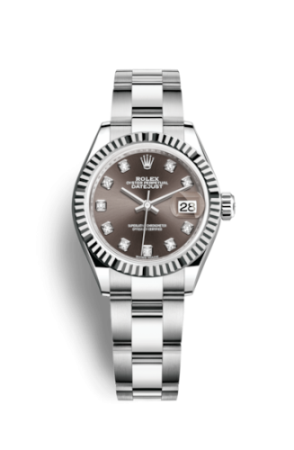 [279174-0016] Lady-Datejust 28 Stainless Steel Fluted / Grey - Diamond / Oyster