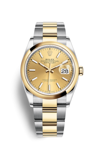 [126203-0016] Datejust 36 Stainless Steel / Yellow Gold / Smooth / Champagne / Oyster