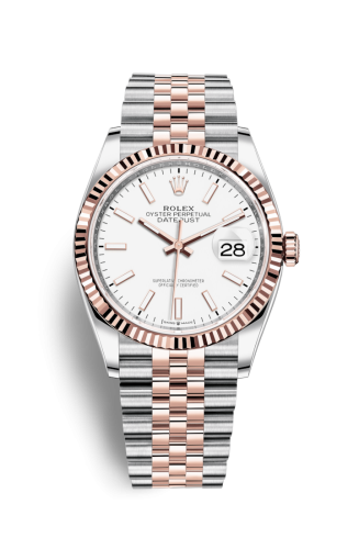 [126231-0017] Datejust 36 Stainless Steel / Everose / Fluted / White / Jubilee