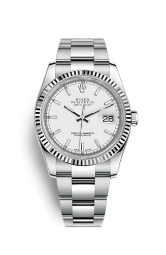 [116234-0127] Datejust 36 Stainless Steel Fluted / Oyster / White