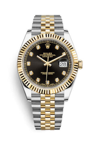 [126333-0006] Datejust 41 Rolesor Yellow Fluted / Jubilee / Black - Diamond