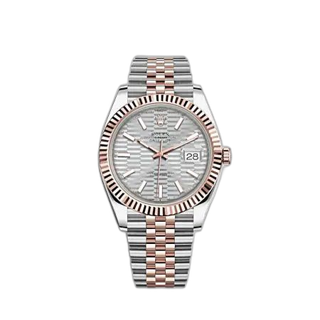 [126331-0018] Datejust 41 Rolesor Everose - Fluted / Jubilee / Silver - Fluted