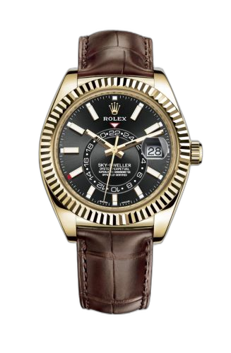 [326138-0008] Sky-Dweller Yellow Gold / Black / Alligator