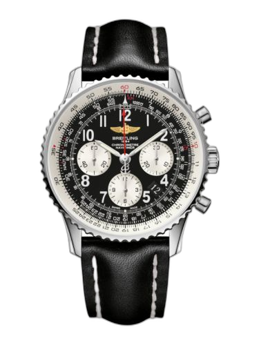 [AB012012/BB02/435X/A20BA.1] Navitimer 01 43 Stainless Steel / Black Arabic / Calf / Pin