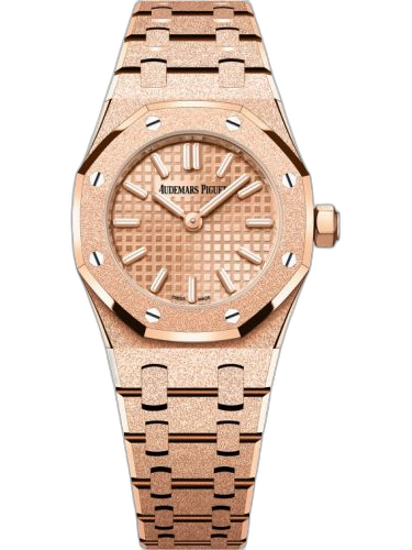 [67630OR.GG.1312OR.01] Royal Oak Mini Quartz Frosted Pink Gold / Silver