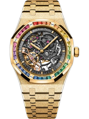 [15412BA.YG.1224BA.01] Royal Oak 41 Double Balance Wheel Openworked Frosted Yellow Gold - Rainbow