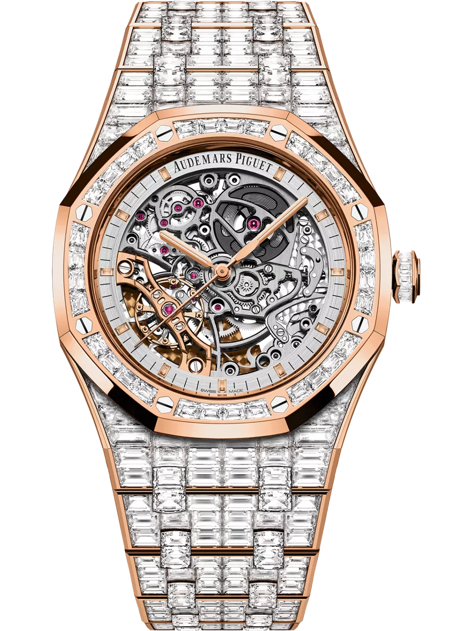 [15417OR.ZZ.1267OR.01.A] Royal Oak 41 Double Balance Wheel Openworked Pink Gold / Baguette
