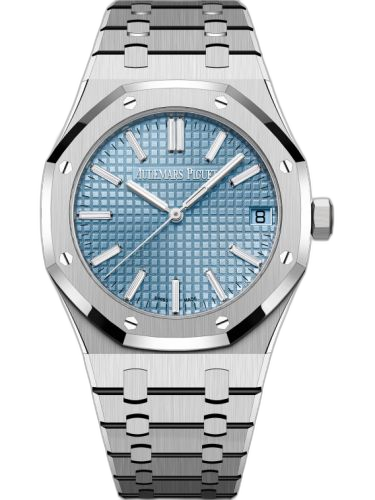 [15510BC.OO.1320BC.01] Royal Oak Selfwinding 41 White Gold / Light Blue - Baguette / 50 Years