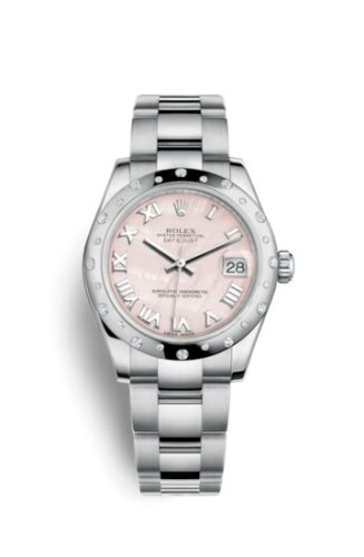 [178344-0048] Datejust 31 Stainless Steel Domed Diamond / Oyster / Pink MOP - Roman