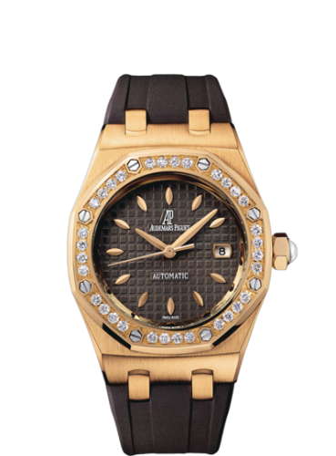 [77321OR.ZZ.D080CA.01] Royal Oak Selfwinding 77321 Pink Gold / Diamond / Brown / Rubber